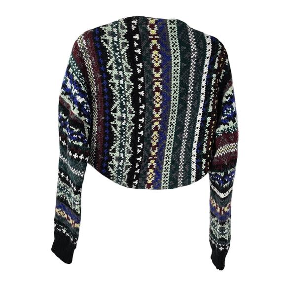 FREE PEOPLE Fair Isle Carnival Sweater Shrug Open Front Womens Size Medium M - Picture 4 of 5